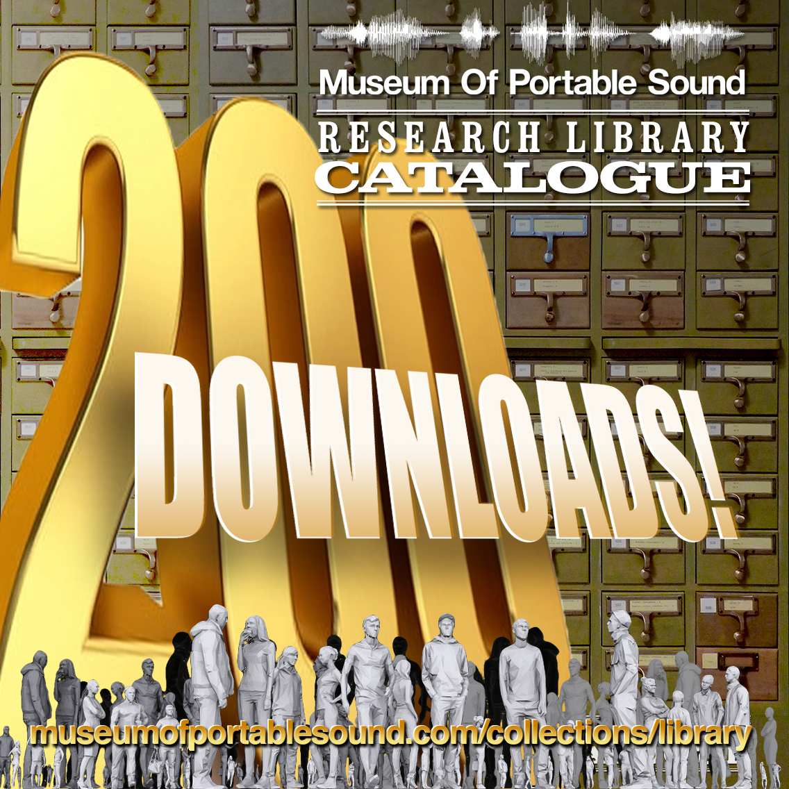 WOW! In less than a week, our Research Library Catalogue has reached 200 downloads – amazing! If you still haven't got a FREE copy of this #soundstudies &amp; #museumstudies primer, grab it here: museumofportablesound.com/collections/li…! 

#research #library