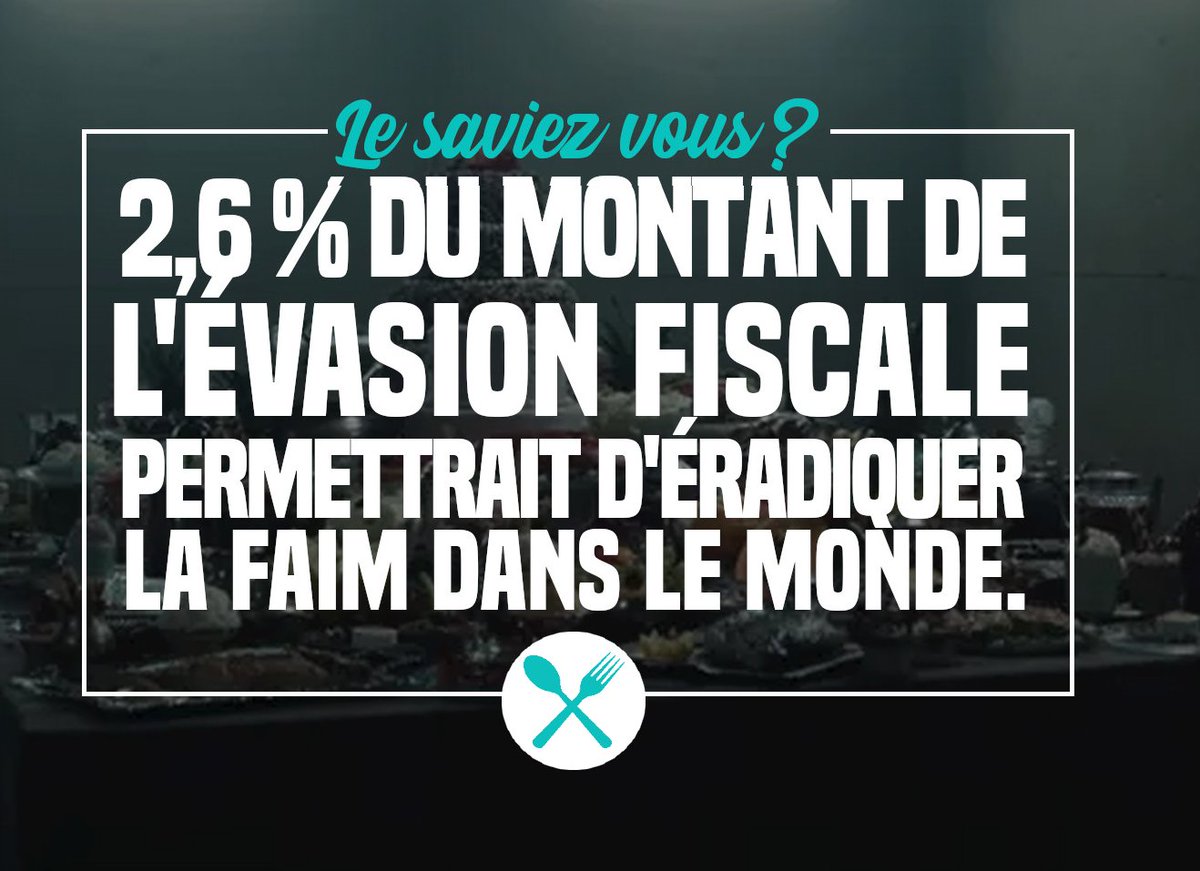 LE SAVIEZ VOUS ?

11 300 000 000 000 dollars. C’est le montant de l’évasion fiscale révélé par les #PandoraPapers. il suffirait de 267 milliards, soit 2,6% de ce magot, pour éradiquer la faim dans le monde. Il n'y a pas de crise, de manque d'argent, seulement des choix criminels.