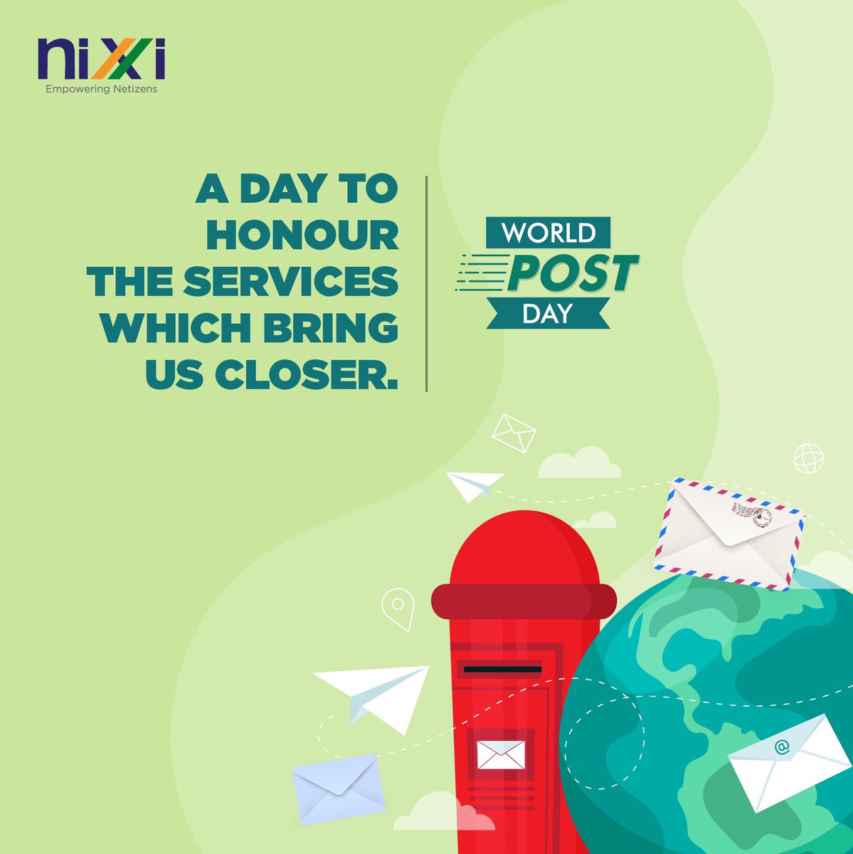 inregistry's tweet photo. Let’s pay tribute and respect to the servicemen associated with the postal services who work day and night to connect people across the globe every day. Wish you a happy World Post Day. #worldpost #worldpostday #postday https://t.co/1JTdkcxvBY