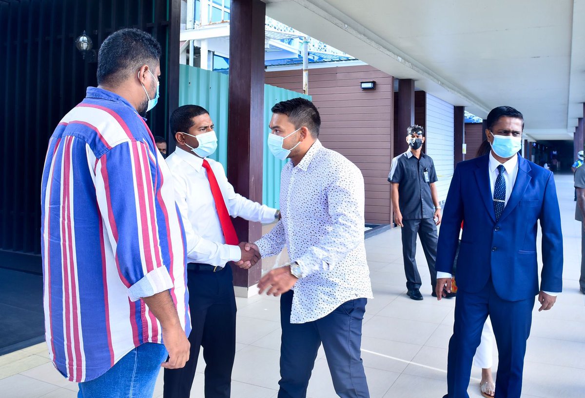 RajapaksaNamal's tweet photo. Great to be back in the beautiful Maldives 🇲🇻! Stopping over on route from Kenya for a few hours. The relationship between #MDV &amp; #LKA has always been very strong &amp; robust! Hopefully amidst the work &amp; meetings, will be able to catch up on some ⚽️! 🇲🇻🤝🇱🇰 https://t.co/vqfo8hRIgb