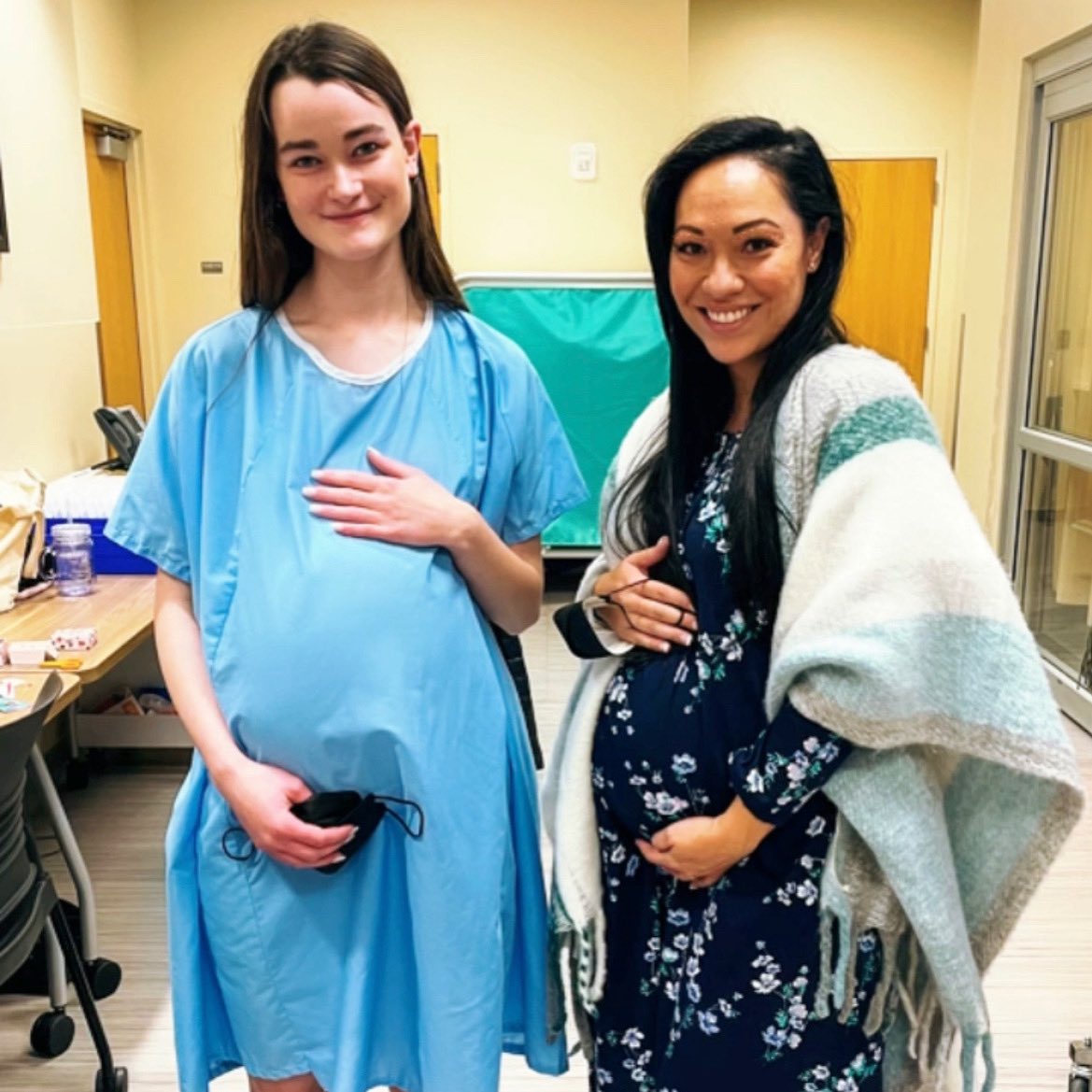 Lahela's tweet photo. Which one of us has the real bump? I had the privilege of being a part of a very special film today. I credit my training at Baron Brown that gave me the tools to book the role and confidence to perform very difficult scenes over many takes consistently. https://t.co/bY8SblGEzG