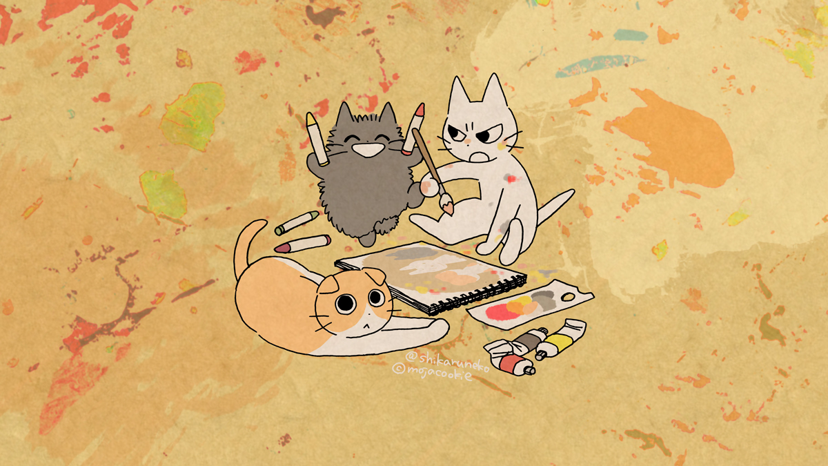 cat no humans paintbrush palette (object) animal focus paint painting (action)  illustration images