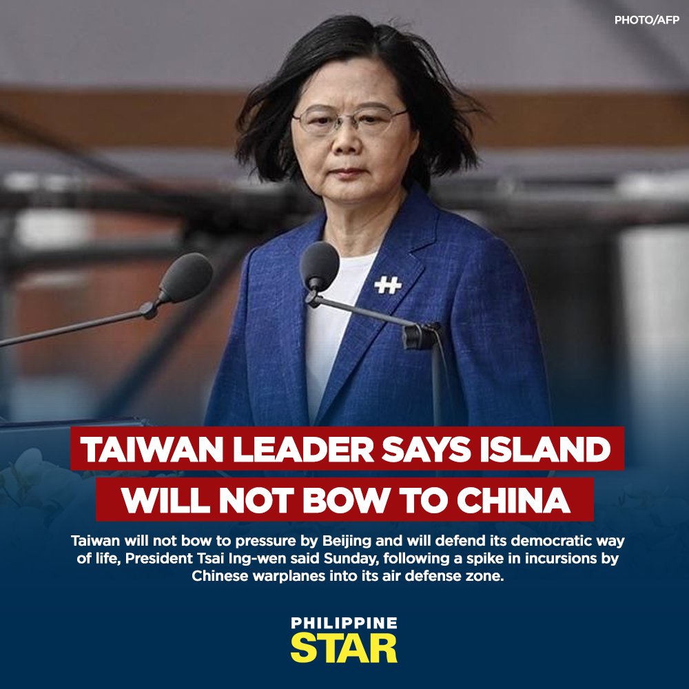 PhilippineStar's tweet photo. Self-governed Taiwan's 23 million people live under the constant threat of invasion by China, which views the island as its territory and has vowed to one day seize it, by force if necessary. https://t.co/vDE3RbYM8i https://t.co/oHBo67L4p8