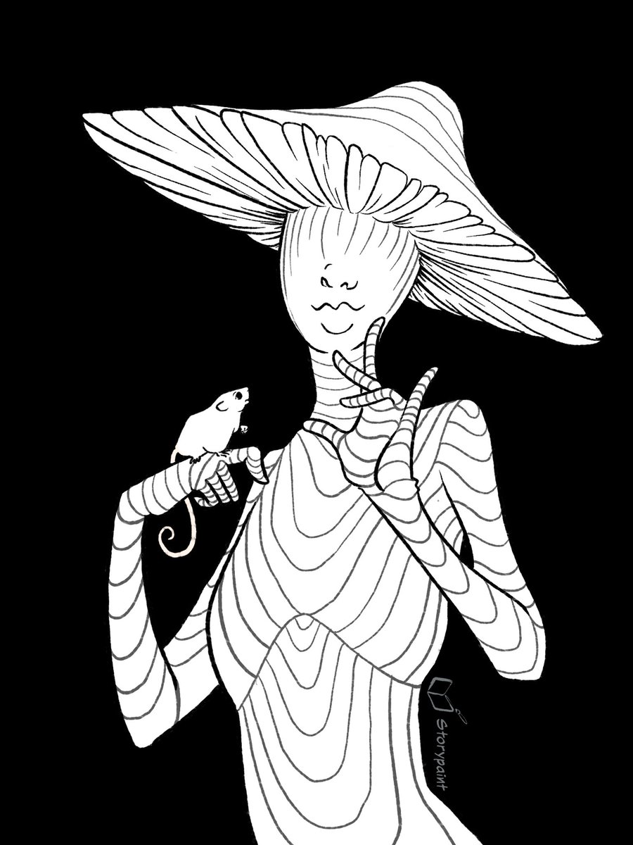 StoryPaint's tweet photo. Day 10 Dark Fae. SO stinkin happy with how this one turned out. #ouahf2021 #darkfae #harlequinmouse #blackandwhite #digitalillustration #procreateillustration https://t.co/oea4AG4ALa