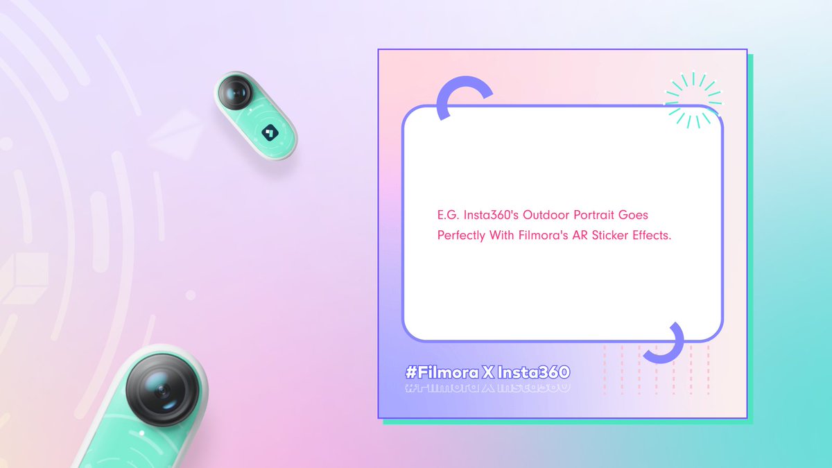 Wondershare's tweet photo. Got creative ideas? Join the #BestCreativePartner to connect with Filmora and Insta360. There'll also be a giveaway of an Insta360 GO2 camera. Join now for a chance to win! https://t.co/2hj6dLa9kg