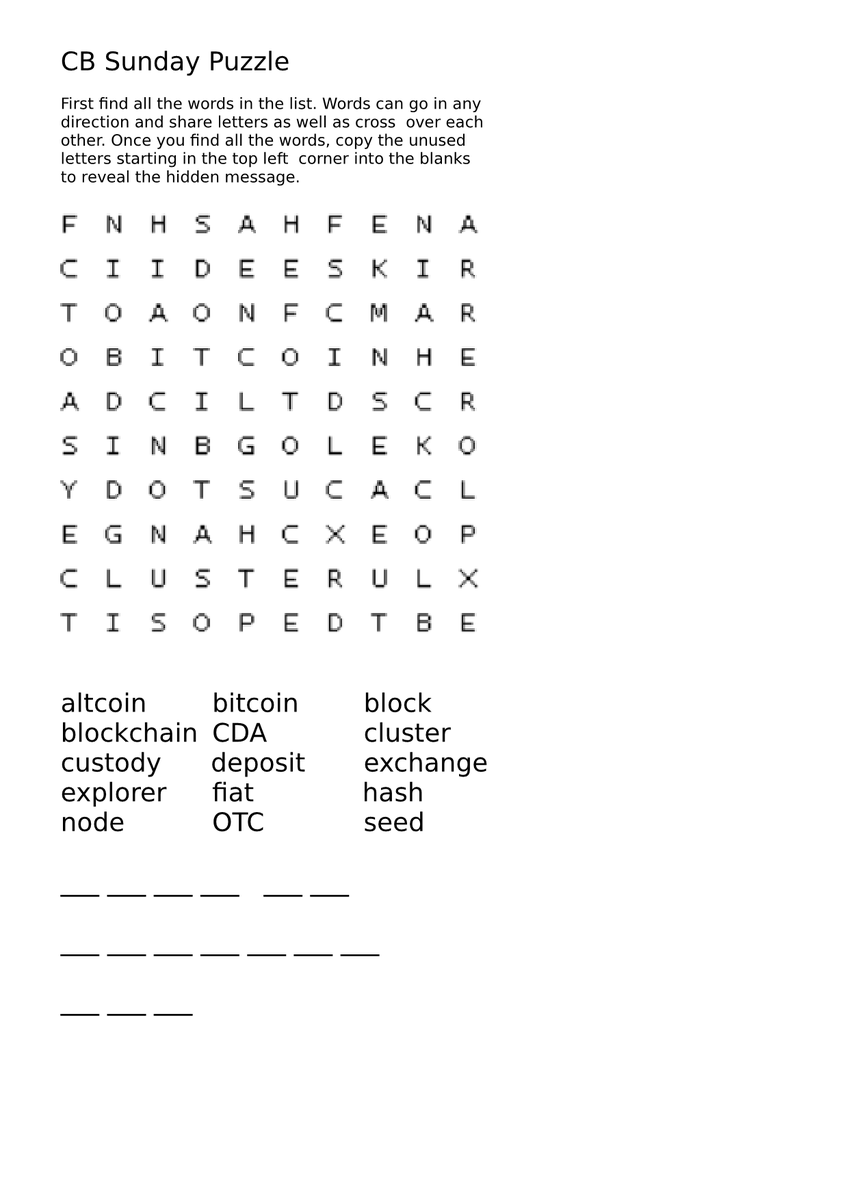 we've got a #SundayCrossword for you guys, with a hidden message 🥸🔍 let's see if you can find it and guess the significance of it, let us know in the comm⬇️
#SundayFunday #blockchain #terminology