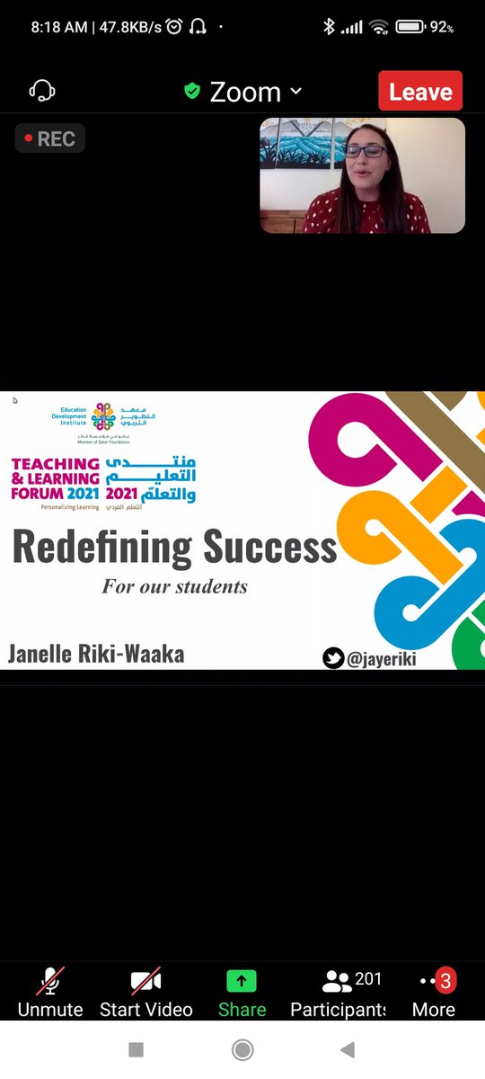 DaraziFarah's tweet photo. What a great session this morning with @jayeriki on redefining success for our students! In an ever changing world, one size fits all success criteria won't work for all students.
#personlizedLearning #teachingandlearningForum2021 
@Hhhsinfo https://t.co/6N2Dwfdndu