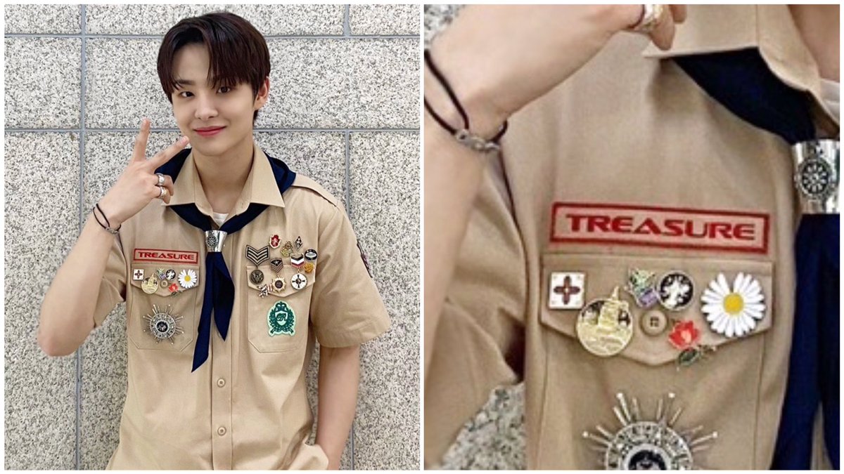 byparkjihoon's tweet photo. it’s not often for the other mcs but for mc jihoon, they would always incorporate treasure in his outfits...

i’m not even gonna be surprised if jihoon himself requests that. https://t.co/4QaDOTN5xU