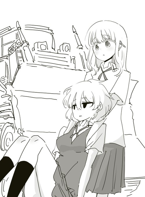 ファンボックスに『歩くのもダルくなってしまった小瀬川白望を、エイスリンちゃんがブルドーサーで迎えに行く絵』リクエストが来たので描きました、宮守女子のデザインは今見ても秀逸 