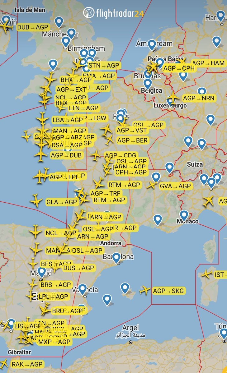 controladores's tweet photo. 07.05UTC. #TraficoAereo con Origen/Destino #Málaga. El aeropuerto de Málaga superó ayer las 430 operaciones, más de un 93% de día similar de 2019. Hoy parece que el día empieza fuerte. #Trabajoenequipo https://t.co/t3yjIkxuaH