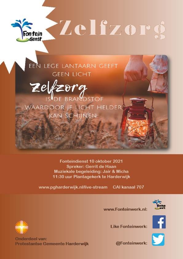 fonteinwerk's tweet photo. Kom je zo naar onze Fonteindienst om 11.30 uur in de Plantagekerk Harderwijk. Aanmelden is niet meer nodig. Wij zouden het leuk vinden wanneer je komt! Thema ‘Zelfzorg’. Zorg jij goed voor jezelf? https://t.co/diKTdjSuGN