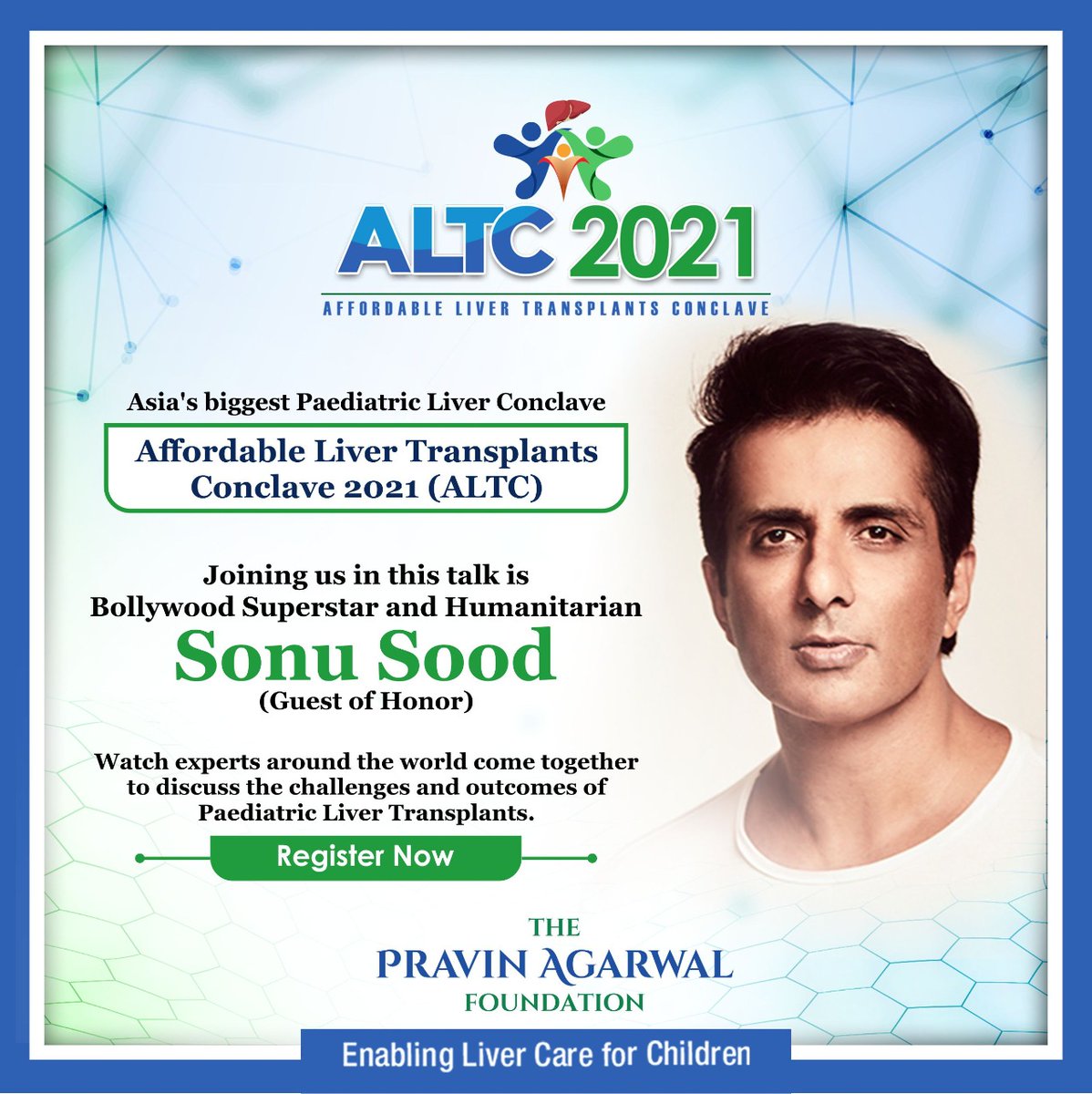 TpafMumbai's tweet image. Join us for the Annual Liver Transplant Conclave with the very famous bollywood superstar Sonu Sood throwing light on Paediatric liver transplants. 

Register for free from the link below- tpaf.in/altc-2021/

#ALTC2021 #AffordableLiverTransplantsConclave2021 #TPAF