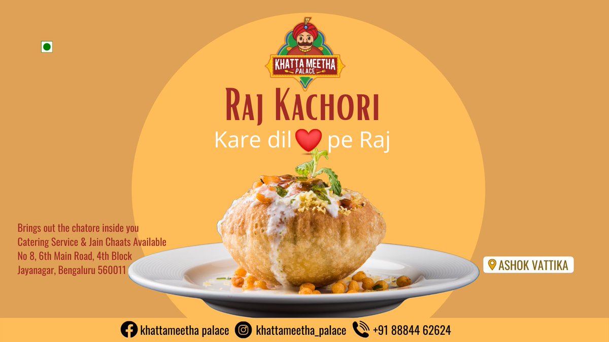 Taste Raj Kachori in Khatta Meetha Palace
There's no place like KHATTA MEETHA PALACE, Where Indian Food Tastes Better. #indianstreetfood #streetfood #kachori #rajkachori #rajkachorichat #foodstreet #khattameethapalace #jayanagar #bangalorestreetfood #bangalorefood #bengalurufood