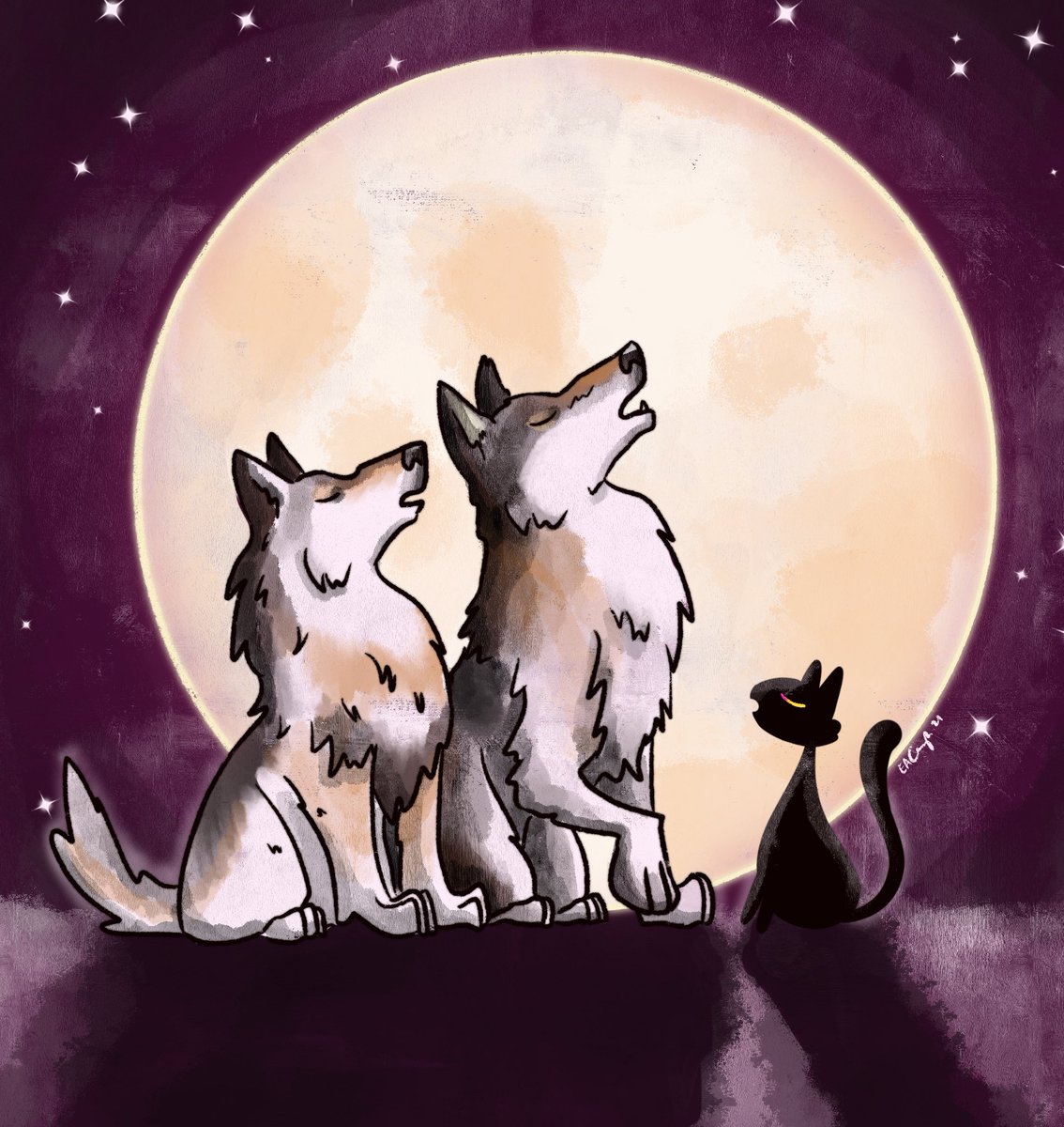LizTheFrizzzz's tweet photo. #Drawlloween2021 Day 10: Full Moon 🌕🐺
Artwork (c) Lizzie Cavanagh
#drawlloween #trixiestreats #howlingwolf #fullmoon #blackcat #wolfhowling #digitalart #procreate #illustration #halloween2021 #spookyseason https://t.co/ox0CMVeEn8