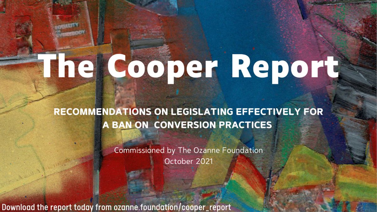 A long-overdue report from @OzanneFoundn. The #CooperReport outlines how to ban religious conversion practices (including prayer) & why 'consent' is no defence.

Read more below 👇
ozanne.foundation/cooper_report

#ReportOUT #lgbtq #humanrights #lgbtqrights  #banconversiontherapy