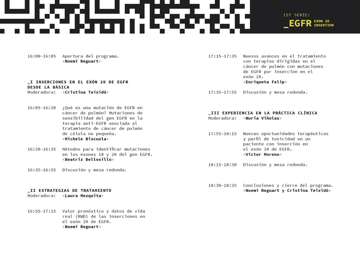 teixido_c's tweet image. El próximo 27 de Octubre a las 16h en streaming #CodingLungCancer #EGFR exon20 ins con @NReguart @EnriquetaFelip @BellosilloBea @LauraMezquitaMD @VicMorenoGarcia Dr Nuria Viñolas &amp;amp; Dr Michele Biscuola. Inscripciones gratuitas: us06web.zoom.us/webinar/regist… Patrocinio @JanssenESP.