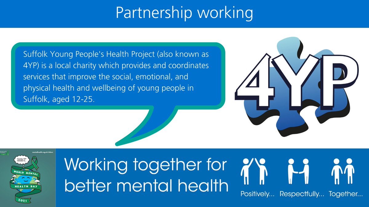 NSFTtweets's tweet photo. We are shining a light on some of our partner organisations for #WorldMentalHealthDay. Here we have 4YP who provide services for young people in Suffolk. Find out more about their important work at https://t.co/WxPkWmU9rV  

@4_yp https://t.co/TAbZmcThid
