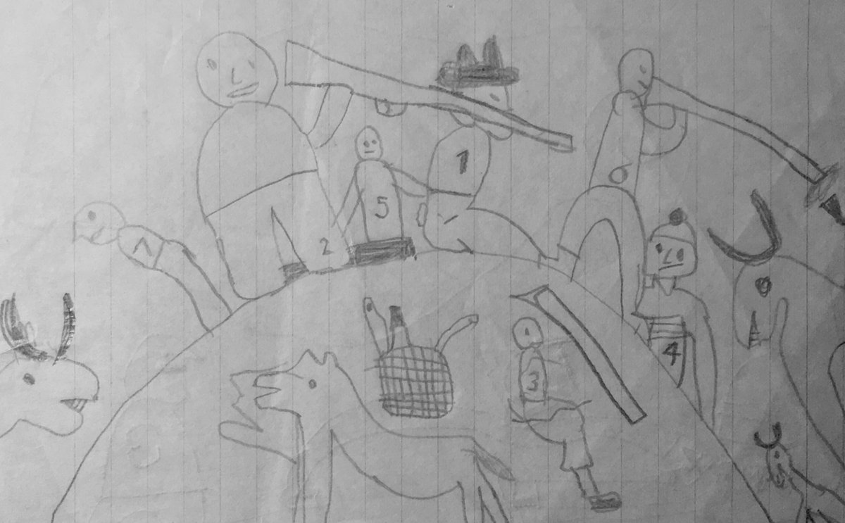 Aleksis Kivi. Seitsemän veljestä. Veljekset Hiidenkivellä. Piirrokseni lapsena.