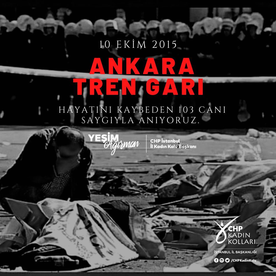 yesimagirman's tweet photo. Unutturmayacağımız acılarımızdan biridir 10 Ekim Ankara Gar Katliamı.
Hain saldırıda kaybettiğimiz 103 yurttaşımızı rahmet ve saygıyla anıyorum. #10EkimAnkaraKatliamı #Unutmadık #Unutmayacağız https://t.co/wsm0wjBHcO