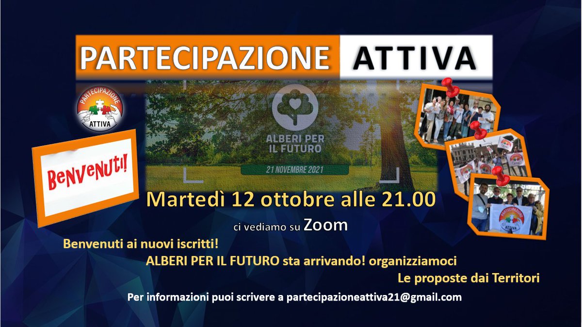 PartAttiva21's tweet photo. #PartecipazioneAttiva
Martedì 12 ottobre alle 21.00 ci vediamo su Zoom: https://t.co/IG9igKHxlP 
Su facebook https://t.co/xtUbTvP41W https://t.co/3fSAdfmpei