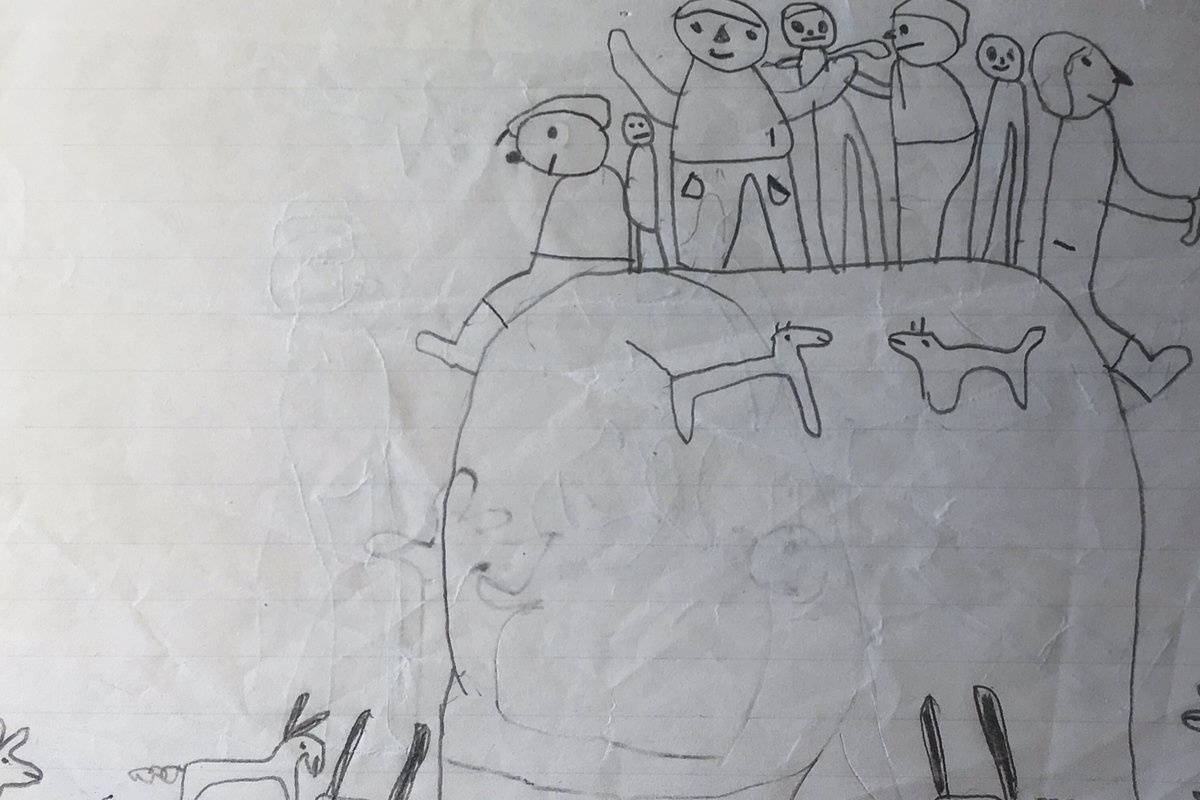 Aleksis Kivi. Seitsemän veljestä. Veljekset Hiidenkivellä. Piirrokseni lapsena.