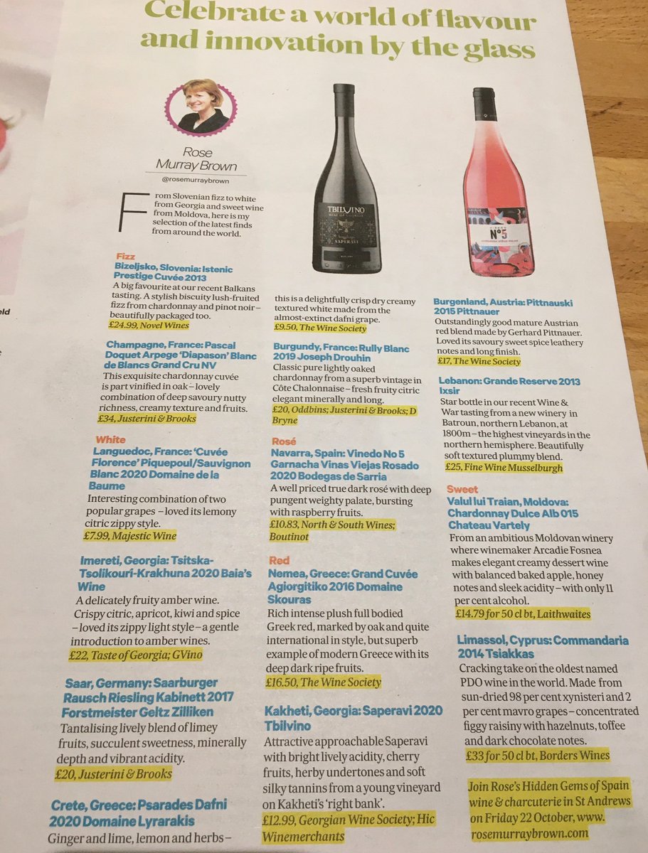 From Slovenian fizz, Georgian amber wine to Moldovan Chardonnay Dulce... #wine #newwinefinds #georgia #moldova #slovenia #germany #spain #cyprus #austria
rosemurraybrown.com/rose-uncut/art…