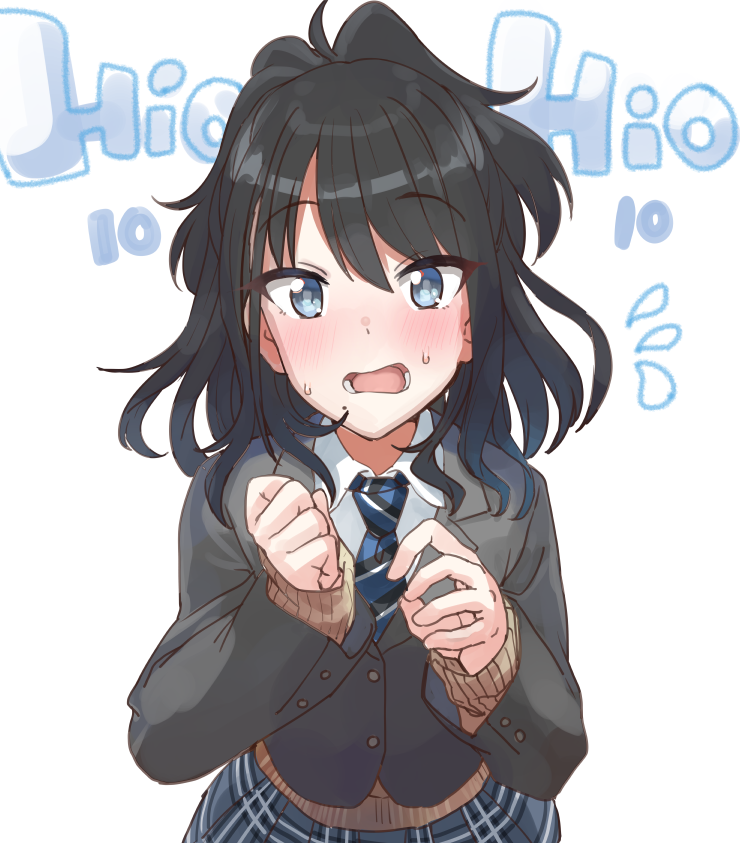 kazano hiori 1girl solo black hair mole under mouth school uniform mole necktie  illustration images