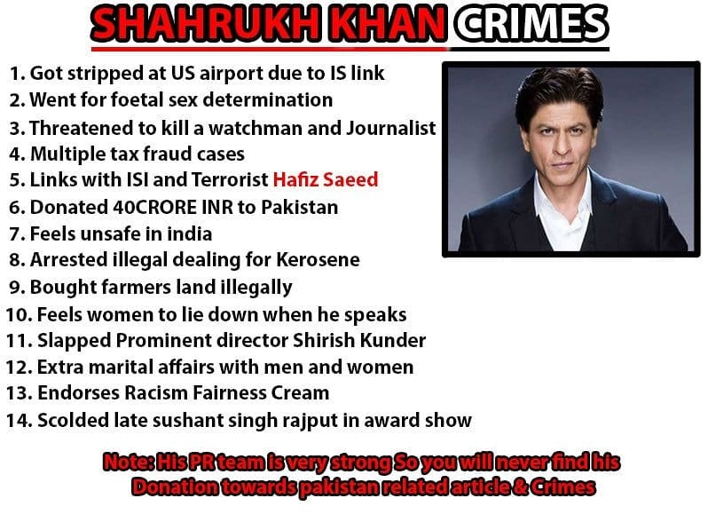 I Support This Trend As A Nationalist .

Boycott all his brands endorsed by him.

#Boycott_SRK_Related_Brands