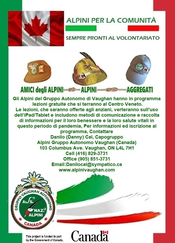 Per chi fosse interessato, riteniamo questa degli Alpini di Vaughan una bellissima iniziativa.