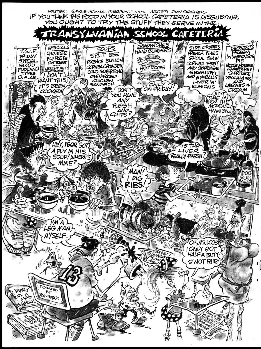 CRACKEDmag's tweet photo. “Transyvanian School Cafeteria” food!!- From #crackedmonsterparty issue 42!! #HorrorFam #humor #parody #crackedmagazine #monsterparty https://t.co/ErpUDxOkpE