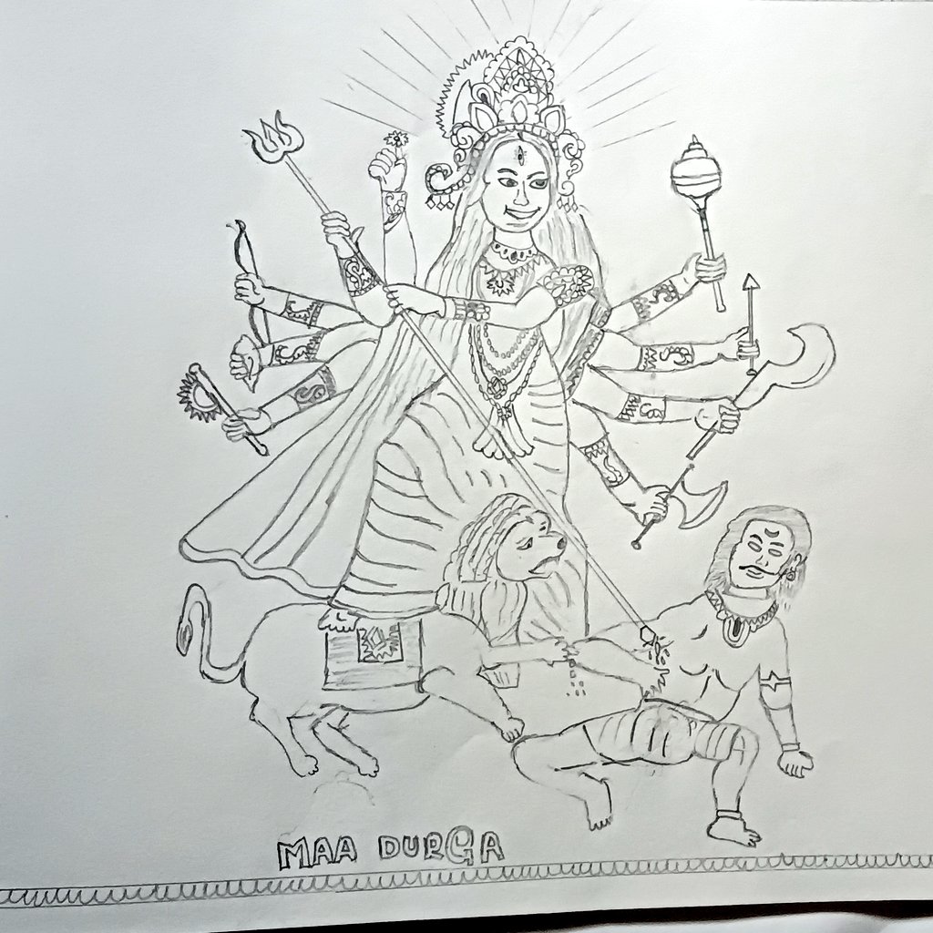 Maa Durga Drawing - Colouring Sheet for Kids (teacher made)