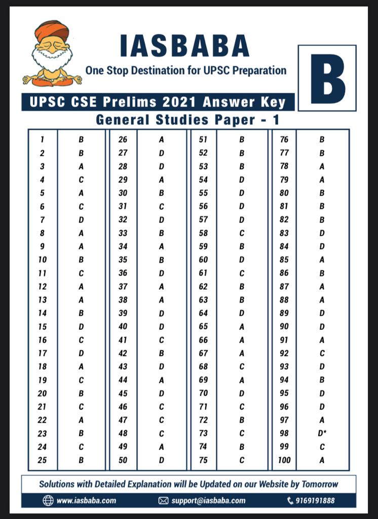 iasbaba123's tweet photo. UPSC CSE Prelims 2021 - General Studies Paper - 1 | Answer key

#UPSC #UPSCexam #UPSCquestionpaper #generalstudiespaper #UPSC2021  #GS1paper https://t.co/OaEPw1wqLi