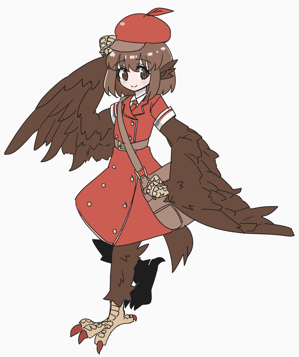 1girl monster girl winged arms harpy wings brown hair solo  illustration images