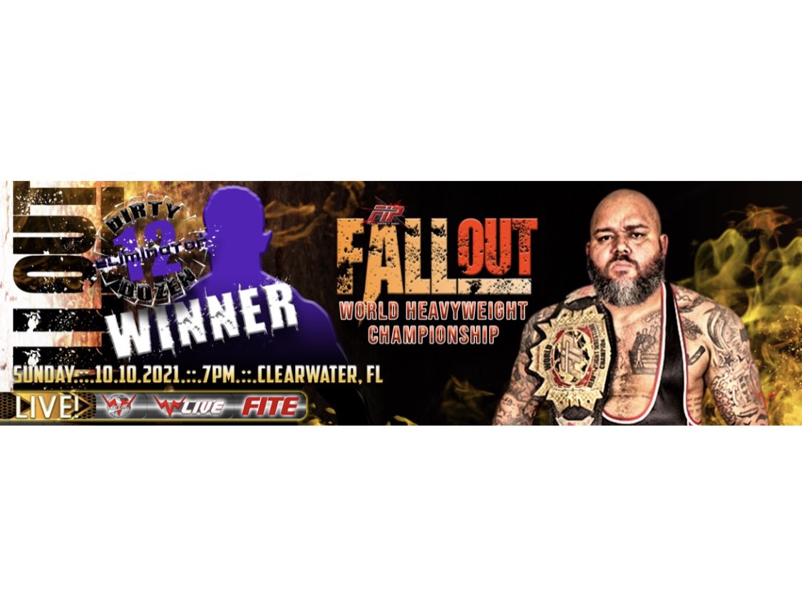 WWNFIP's tweet photo. WWN &amp; Full Impact Pro present #Fallout2021
Come out TONIGHT Sun Oct 10 Clearwater Fl

Floridas brightest and best (the ‘’Dirty Dozen’) compete for a shot against FIPchamp @JonDavis817
Streaming; https://t.co/jMn6UhRTl2 
tickets; https://t.co/0zdTjqb3CX
#wrestling #wwnfip https://t.co/Bm5uzhh77f