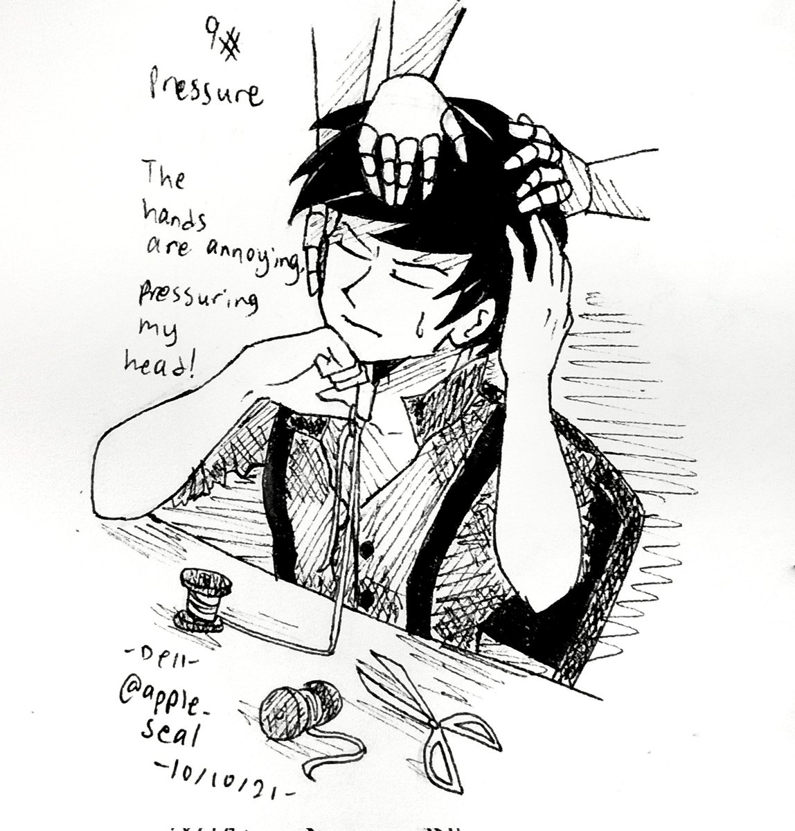seal_apple's tweet photo. Inktober 9# and 10#: Pressure and Pick.
Catching up Inktober here.
#inktober2021 #originalcharacter #doodle #pressure #dollhands #pick #birdwithbrokenwing https://t.co/JkQA7dL4fT