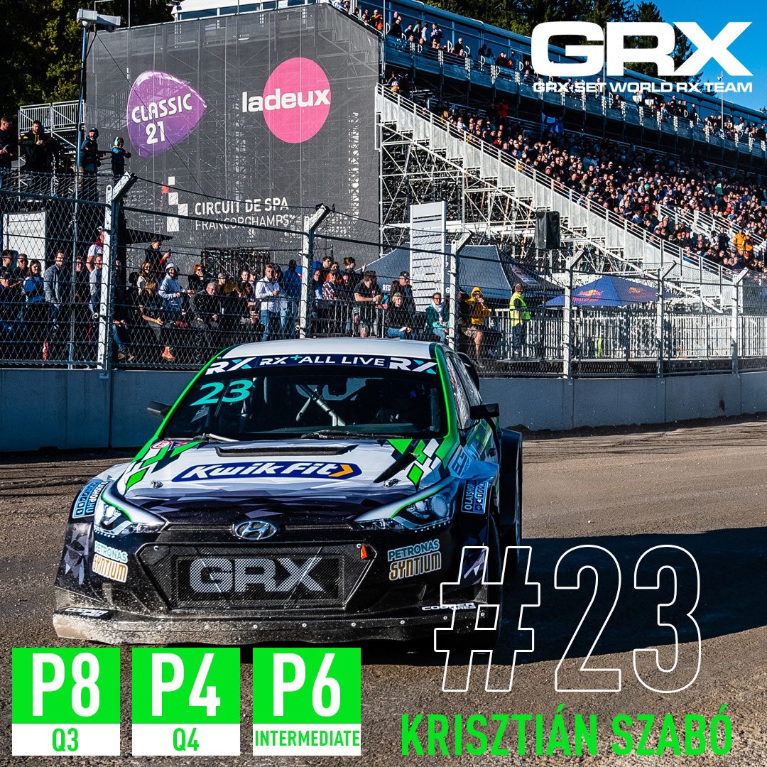<a href="/SzaboKrisz23/">Szabó Krisztián</a> set to fight for final in <a href="/spaworldRX/">BENELUX WORLD RX of SPA-FRANCORCHAMPS</a>!

Szabó was able to settle P6 overall before moving on to Semi-Finals.🔜

#GRXSET #GRX #GronholmRX #SETPromotion #WorldRX #SpaWorldRX #Rallycross