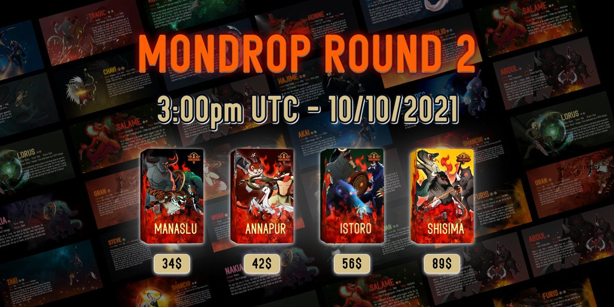 Mondrop Round 2 Priority Member List: docs.google.com/spreadsheets/d…

Round 2 will be started at 3 PM UTC – Oct 10th. wax.atomichub.io/drops/83623+83…

Public Sale will start at 3:03 PM UTC, private link for Public Sale will be announced at that time in Telegram &amp; Discord community channels