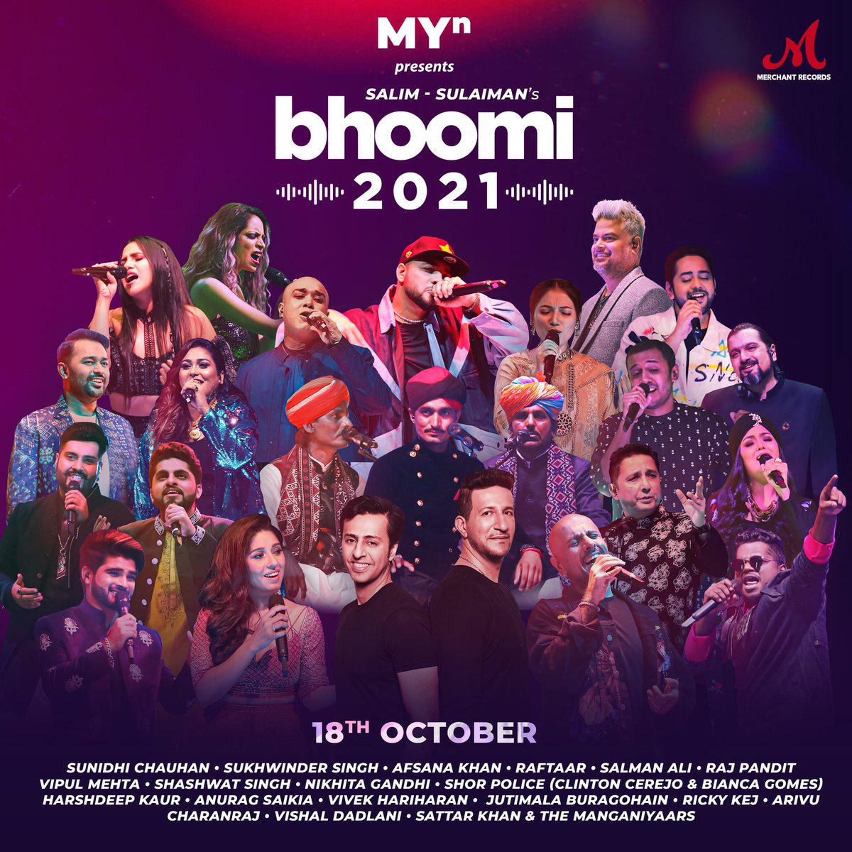 This is where I have been #Laapata for all these months! So honoured to be a part of #Bhoomi21 - even bigger and more magical than last year! ✨

Swipe to see the mammoth that this movement is - it all begins on 18th October 2021 🗓

#SalimSulaiman #MerchantRecords #MYn