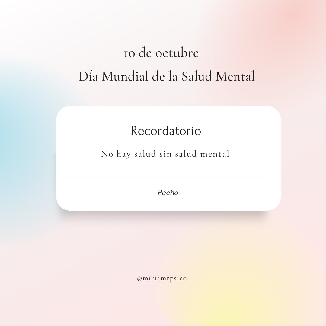 MiriamRPsico's tweet photo. La salud mental no debe ser un tema tabú.
El acceso a ayuda psicológica tampoco debería ser un privilegio para muchxs.
La salud mental es salud. 

#saludmental #diamundialdelasaludmental #psicología #sintinosoynada #bienestar #salud #psicoeducación #prevencion #ayudapsicologica https://t.co/gro0Wjh8Os