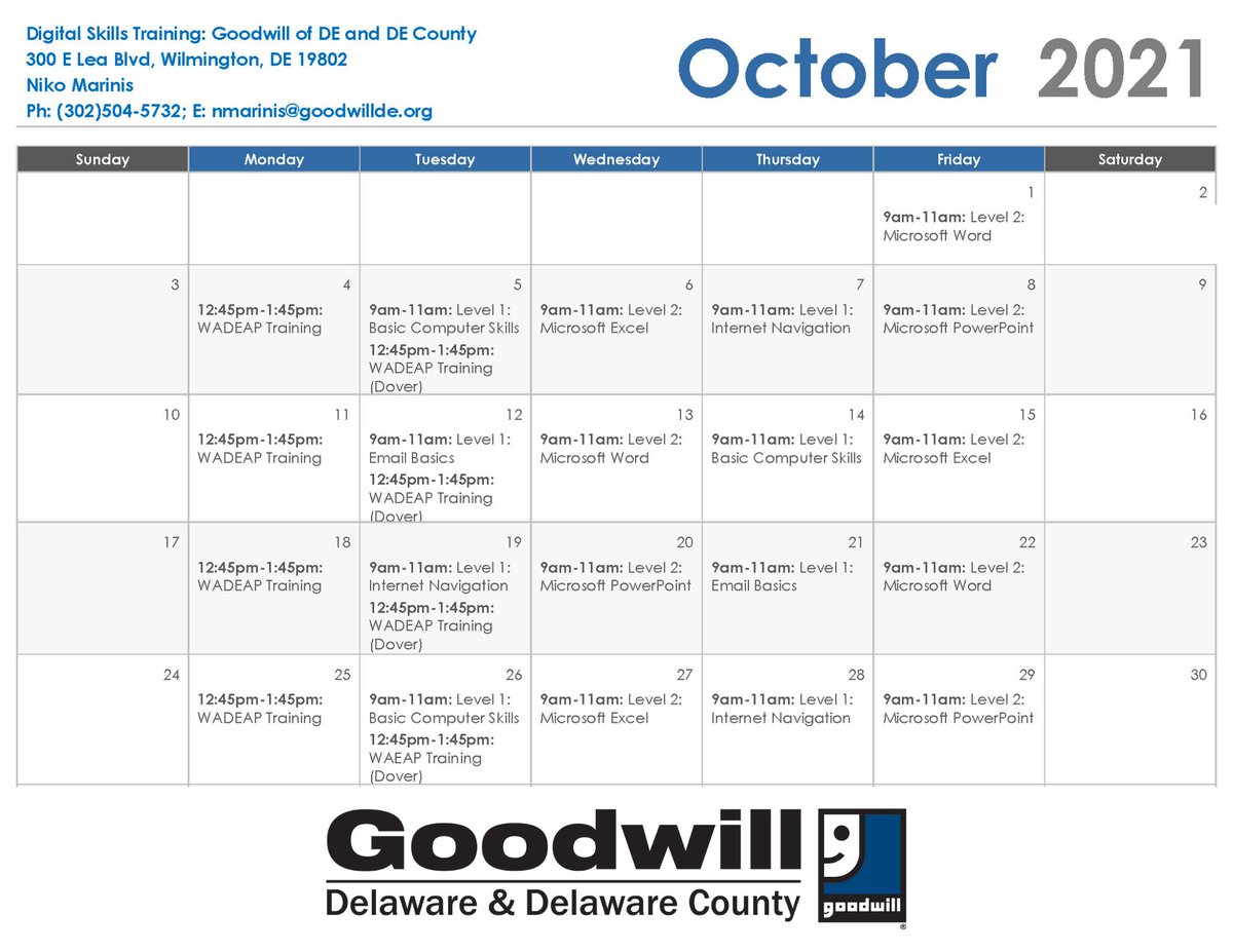 Want to develop computer skills, create a resume or get help finding a job? Visit the Goodwill Job Resource Center in Wilmington, DE for no cost assessments, training, and certification.  To learn more visit bit.ly/3zWiuqa