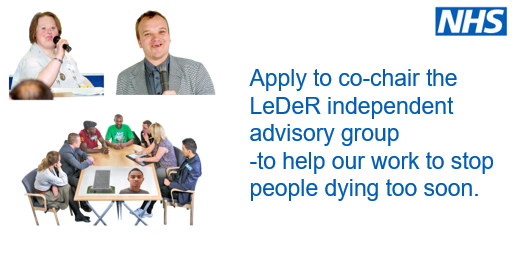 If  you have a learning disability or are a family carer who has knowledge about the LeDeR programme we are recruiting two co-chairs to lead the independent advisory group.Apply before 29 October- tinyurl.com/c29d4pfb Queries- england.lederprogramme@nhs.net #LeDeR <a href="/NNPCF/">National Network</a>