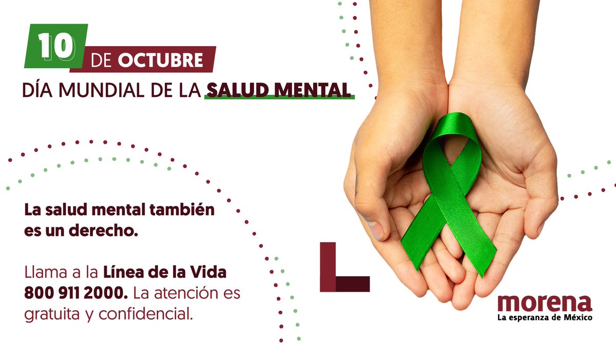 PartidoMorenaMx's tweet photo. Alrededor de 15 millones de mexicanas y mexicanos padecen alguna enfermedad mental. La prevención, diagnóstico y tratamiento adecuado son fundamentales, sin prejuicios ni estigmas, hagamos conciencia. https://t.co/ooD65AJPc5