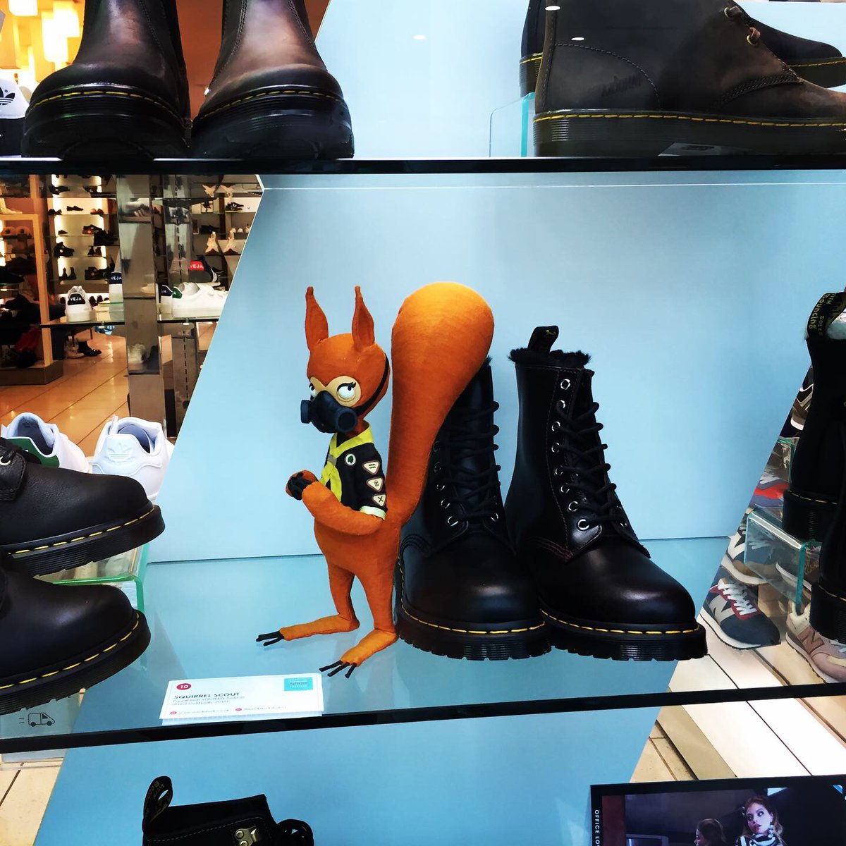 Mock Duck Mall Invasion! Just installed an exhibition of my puppets for <a href="/TWPuppetryFest/">Tunbridge Wells Puppetry Festival</a> at <a href="/Royal_Shopper/">Royal Victoria Place</a> including a puppet trail featuring various evil squirrels etc lurking in shop windows for you to find (like an extremely analogue version of Pokemon) #TunbridgeWells