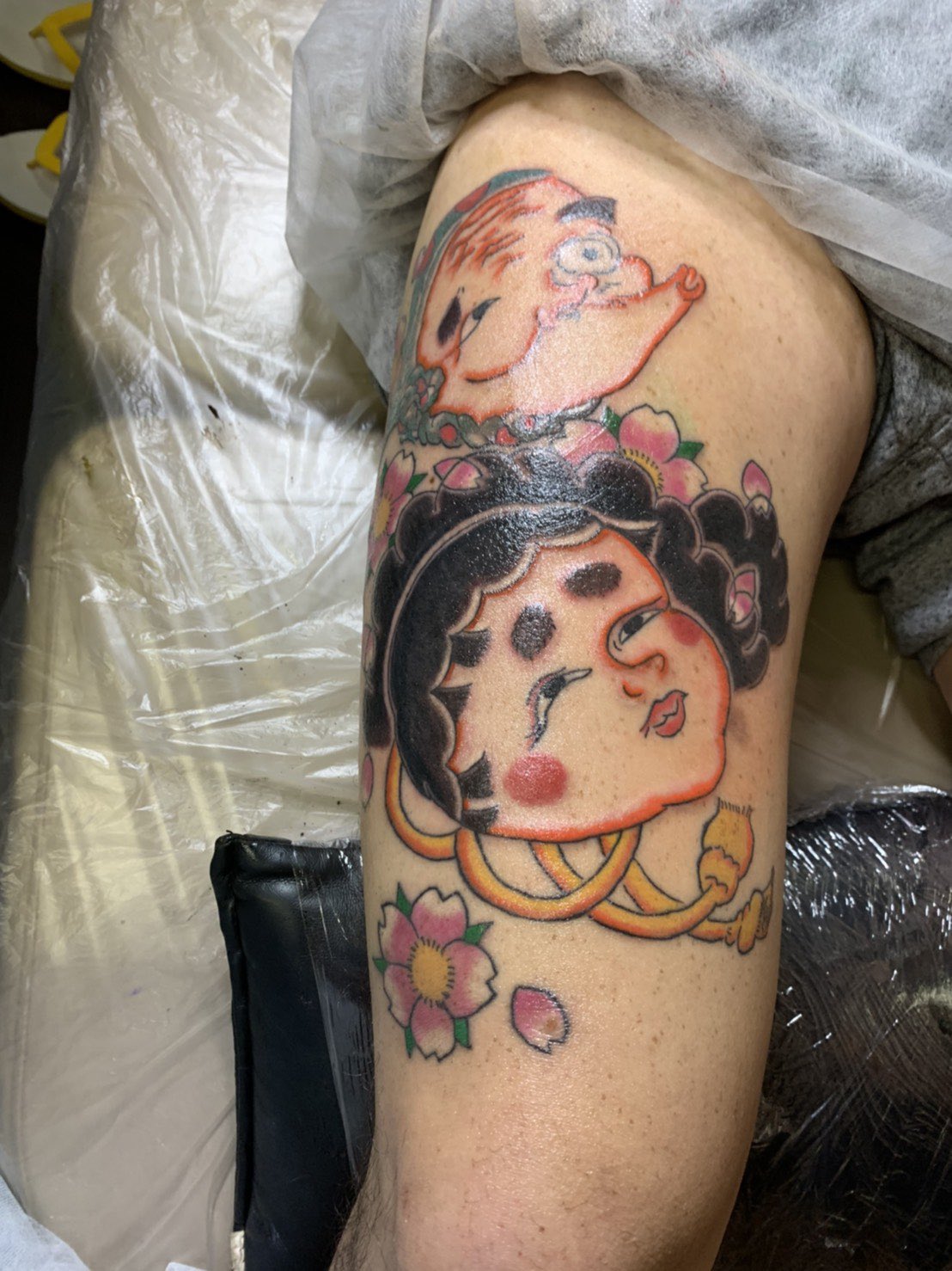 Hacchi おかめ ひょっとこ 桜 完成です 刺青 Tattoo 横浜 刺青保存會 女性彫師 町田 タトゥー T Co H0s8fiesdy Twitter