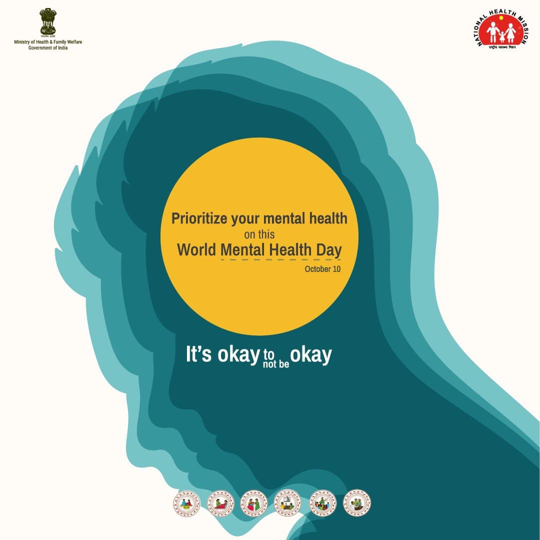 #MentalHealth is as important as your physical health. Visit your nearest #AB_HealthandWellnessCentre for more information. 

#WorldMentalHealthDay￼ 
#ShiftYourMINDset

#HealthForAll #SehatSeSafalta 
Mansukh Mandaviya Dr. Bharati Pravin Pawar PMO India NITI Aayog