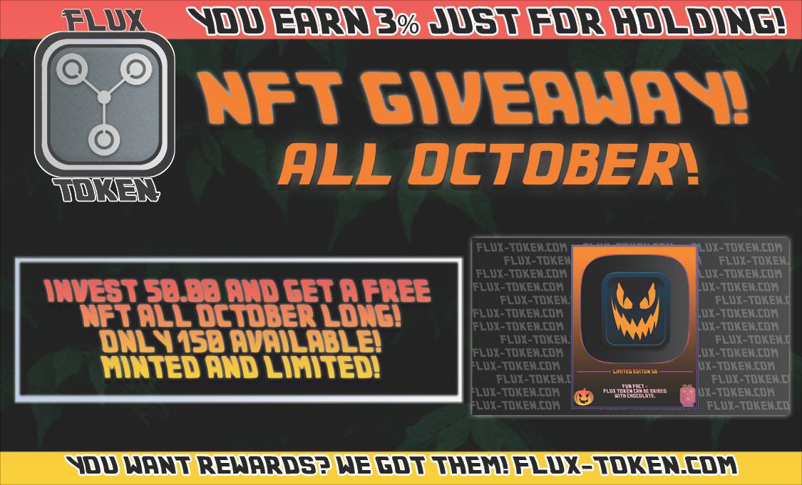 CDervish's tweet photo. NFT GiveAway!! 
Calling all Back To The Future Fans
NFT ~ #BackToTheFuture
https://t.co/NrYEYW0eCh
Tokenomics 
⚡️ 12% slippage
⚡️ Rewards based token
⚡️ 3% back on every transaction, always
⚡️ Automatic Burns
⚡️ Community
⚡️ NFTs &amp; Merch! 
#FluxTokenCom
TG:@FluxToken_ https://t.co/53uUtlovNh