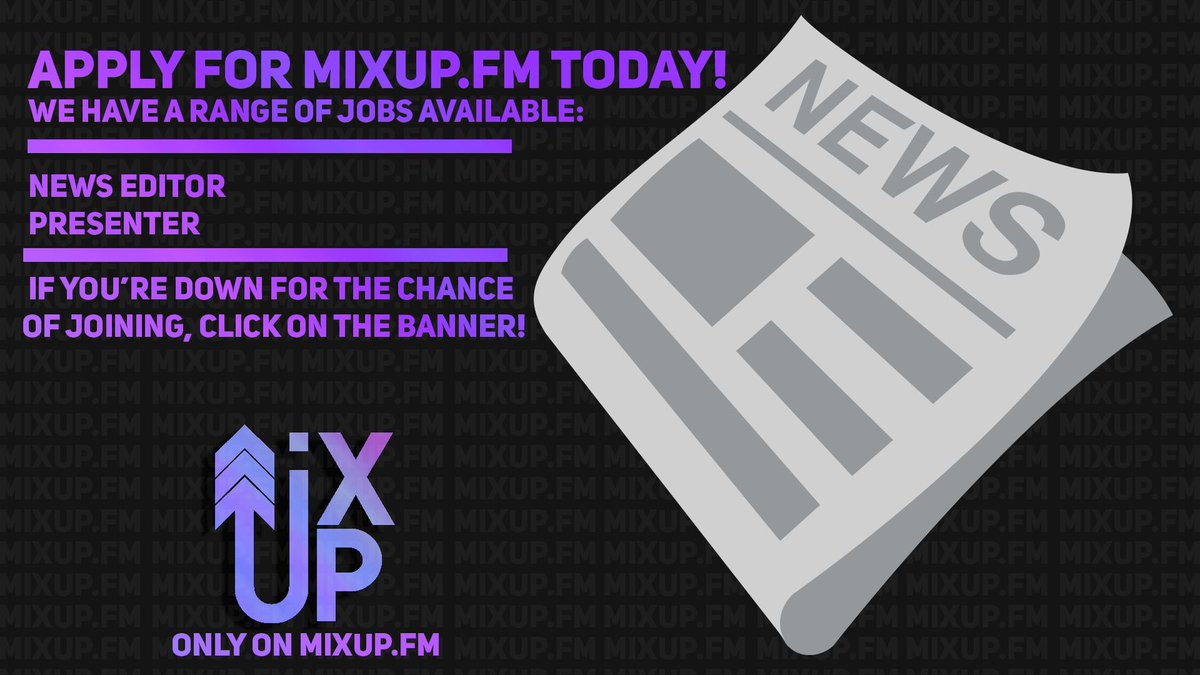 MixUp is hiring! We're looking for volunteer #radiopresenters #moderators to join our team!

mixup.fm/community/vaca…

#Radio #HIRINGNOW #hiring #InternetRadio #OnlineRadio #alexa #jointherevolution