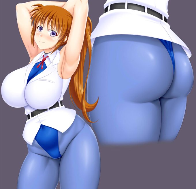 改造制服レオタードなのはさんのお尻(1/2) 