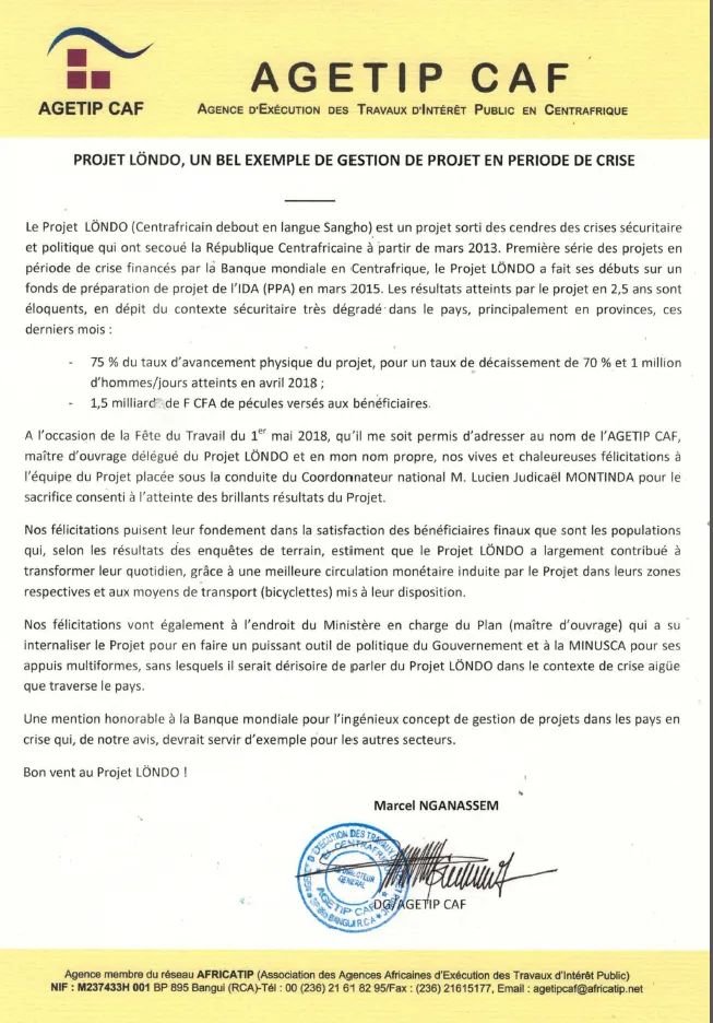 alain_brad's tweet photo. Ce logo apposé sur un projet serait il devenu la référence en terme de norme de qualite centrafricaine? https://t.co/aVZeO47wUs
