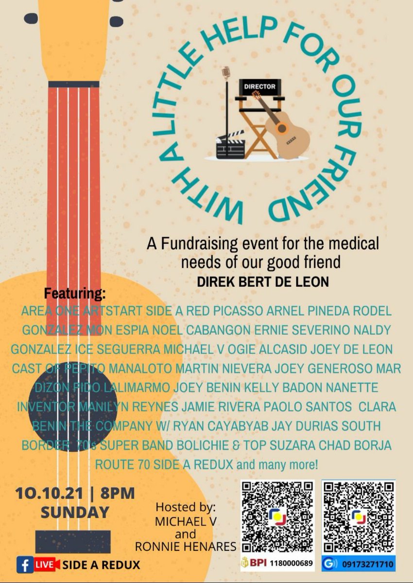 sidearedux's tweet photo. Mamaya na to! You're all invited to watch this event for free! Just go to Side A Redux Facebook page tonight at 8:00 pm. No amount is too small nor too big for your donation. Let's show our love to our dear friend Bert De Leon! ♥️ Kitakits!!! https://t.co/1fG5DiUQM5